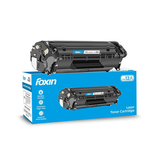 Foxin FTC 12A Laser Printer Cartridge Compatible with 1020, M1005, 1018, 1010, 1012, 1015, 1022, 1022N, 1022NW, 3015, 3020, 3030, 3050, 3050Z, 3052, 3055 / 12A Cartridge / Black